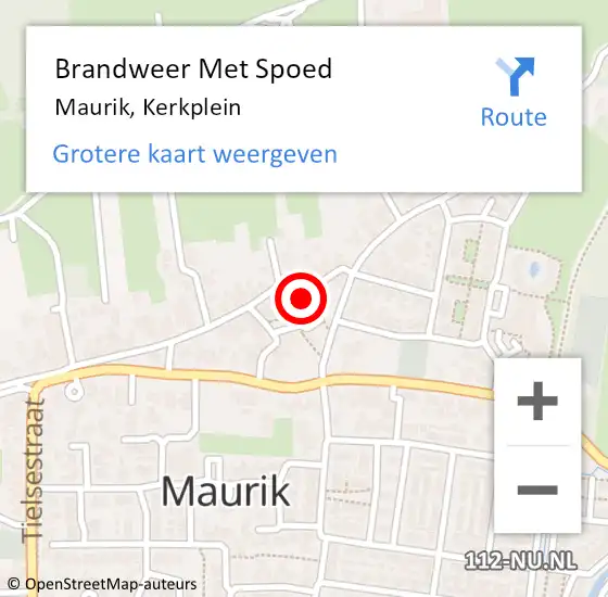 Locatie op kaart van de 112 melding: Brandweer Met Spoed Naar Maurik, Kerkplein op 19 juni 2021 09:22