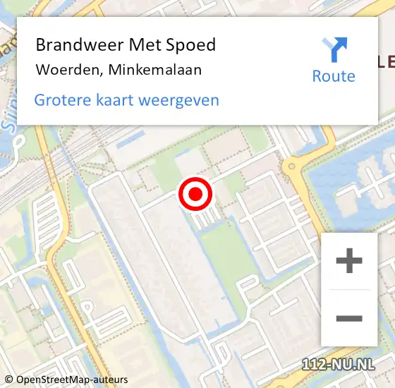 Locatie op kaart van de 112 melding: Brandweer Met Spoed Naar Woerden, Minkemalaan op 19 juni 2021 09:31