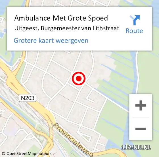 Locatie op kaart van de 112 melding: Ambulance Met Grote Spoed Naar Uitgeest, Burgemeester van Lithstraat op 19 juni 2021 09:52