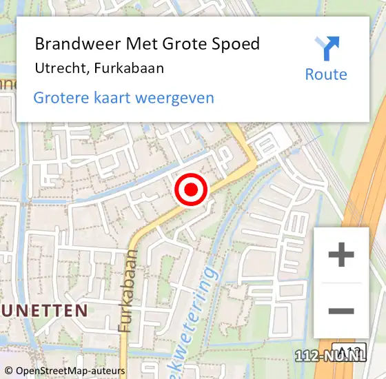 Locatie op kaart van de 112 melding: Brandweer Met Grote Spoed Naar Utrecht, Furkabaan op 19 juni 2021 09:53