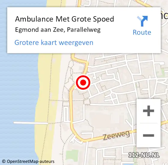 Locatie op kaart van de 112 melding: Ambulance Met Grote Spoed Naar Egmond aan Zee, Parallelweg op 19 juni 2021 10:07