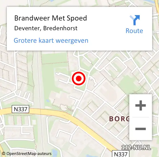 Locatie op kaart van de 112 melding: Brandweer Met Spoed Naar Deventer, Bredenhorst op 19 juni 2021 10:19