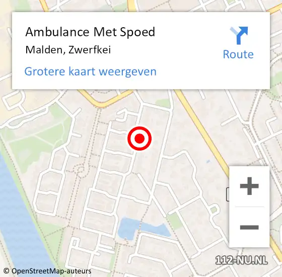 Locatie op kaart van de 112 melding: Ambulance Met Spoed Naar Malden, Zwerfkei op 19 juni 2021 10:23