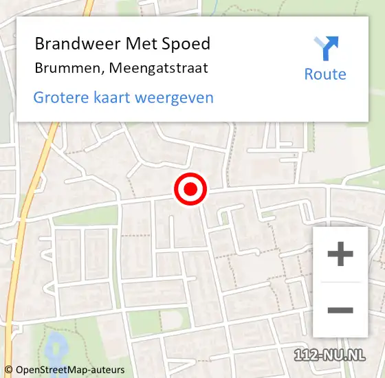 Locatie op kaart van de 112 melding: Brandweer Met Spoed Naar Brummen, Meengatstraat op 19 juni 2021 10:26