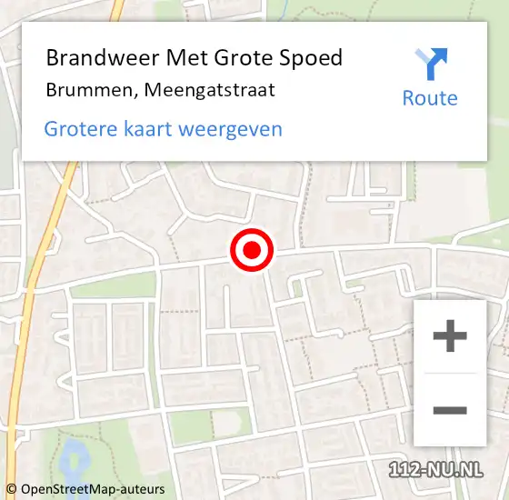 Locatie op kaart van de 112 melding: Brandweer Met Grote Spoed Naar Brummen, Meengatstraat op 19 juni 2021 10:31