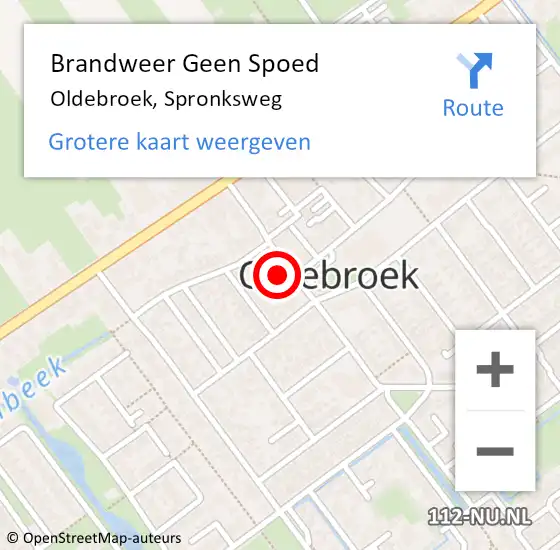 Locatie op kaart van de 112 melding: Brandweer Geen Spoed Naar Oldebroek, Spronksweg op 19 juni 2021 10:43