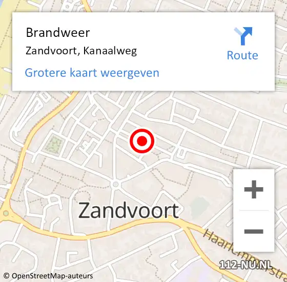 Locatie op kaart van de 112 melding: Brandweer Zandvoort, Kanaalweg op 19 juni 2021 10:45