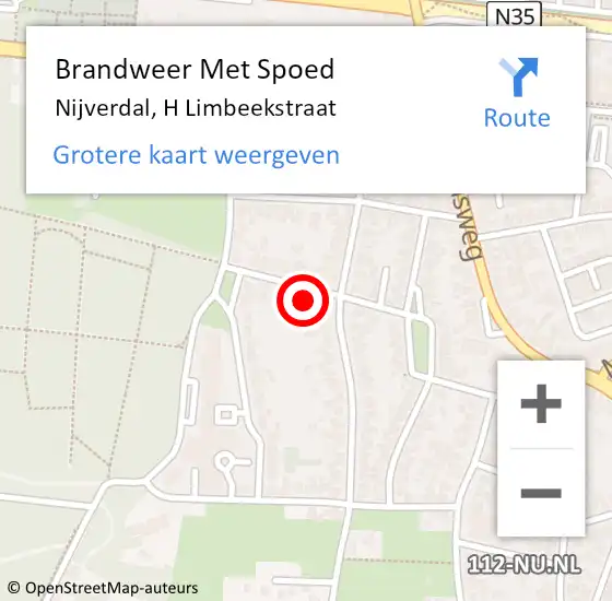 Locatie op kaart van de 112 melding: Brandweer Met Spoed Naar Nijverdal, H Limbeekstraat op 19 juni 2021 11:06