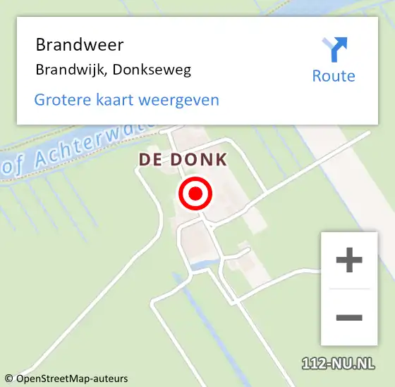 Locatie op kaart van de 112 melding: Brandweer Brandwijk, Donkseweg op 19 juni 2021 11:31