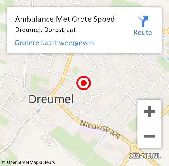 Locatie op kaart van de 112 melding: Ambulance Met Grote Spoed Naar Dreumel, Dorpstraat op 19 juni 2021 11:42