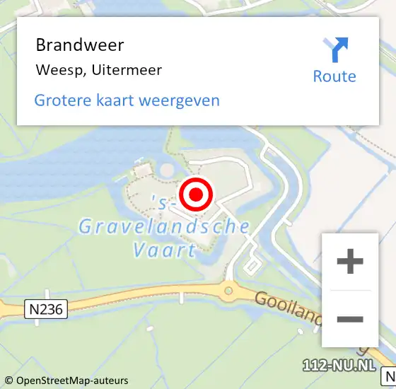 Locatie op kaart van de 112 melding: Brandweer Weesp, Uitermeer op 19 juni 2021 11:45