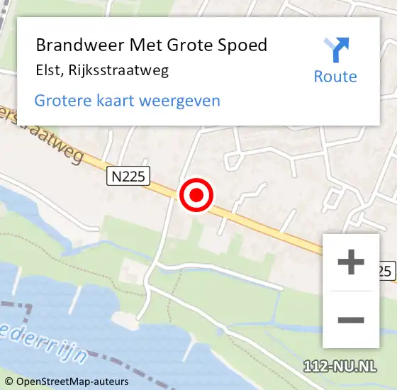 Locatie op kaart van de 112 melding: Brandweer Met Grote Spoed Naar Elst, Rijksstraatweg op 19 juni 2021 11:48