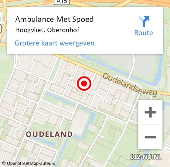 Locatie op kaart van de 112 melding: Ambulance Met Spoed Naar Hoogvliet, Oberonhof op 19 juni 2021 12:02