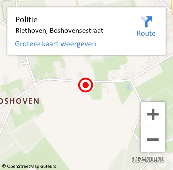 Locatie op kaart van de 112 melding: Politie Riethoven, Boshovensestraat op 19 juni 2021 12:04