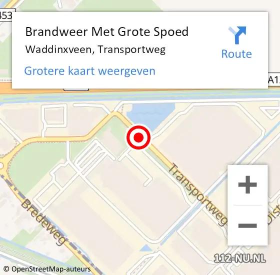 Locatie op kaart van de 112 melding: Brandweer Met Grote Spoed Naar Waddinxveen, Transportweg op 13 juni 2014 18:11