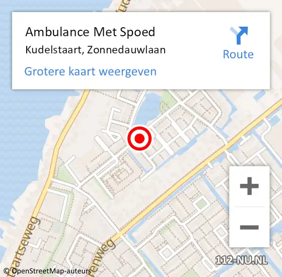 Locatie op kaart van de 112 melding: Ambulance Met Spoed Naar Kudelstaart, Zonnedauwlaan op 19 juni 2021 12:06