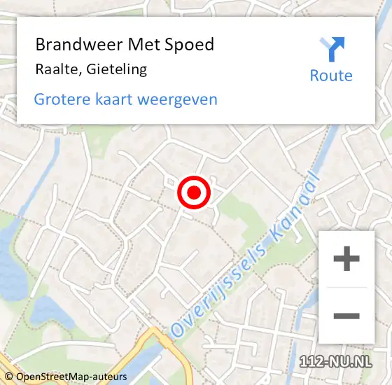 Locatie op kaart van de 112 melding: Brandweer Met Spoed Naar Raalte, Gieteling op 19 juni 2021 12:32