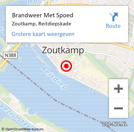 Locatie op kaart van de 112 melding: Brandweer Met Spoed Naar Zoutkamp, Reitdiepskade op 19 juni 2021 12:52