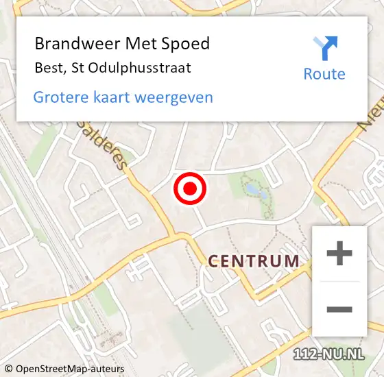 Locatie op kaart van de 112 melding: Brandweer Met Spoed Naar Best, St Odulphusstraat op 19 juni 2021 13:06