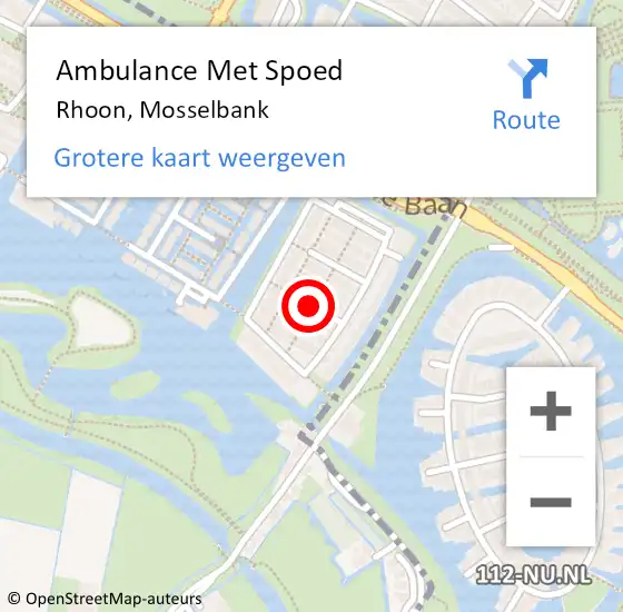 Locatie op kaart van de 112 melding: Ambulance Met Spoed Naar Rhoon, Mosselbank op 19 juni 2021 13:31