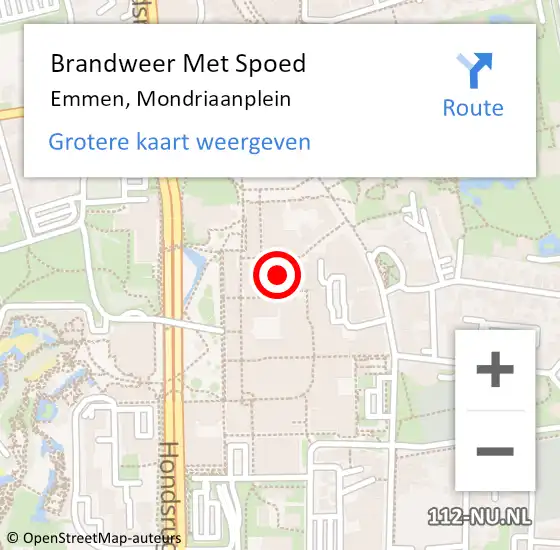 Locatie op kaart van de 112 melding: Brandweer Met Spoed Naar Emmen, Mondriaanplein op 19 juni 2021 13:33