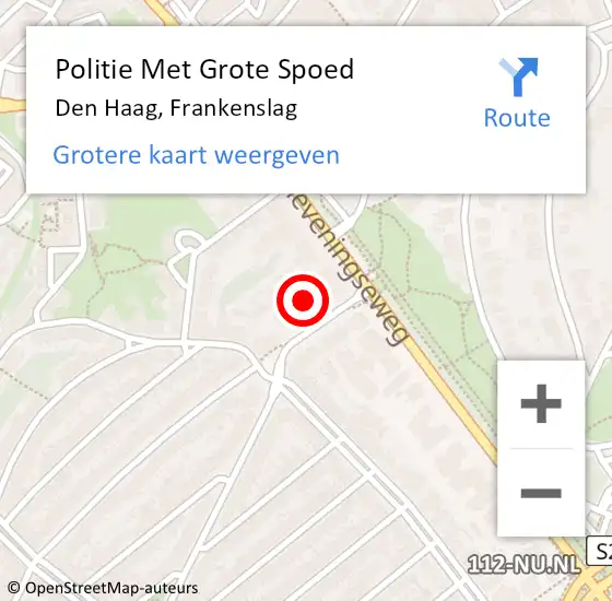 Locatie op kaart van de 112 melding: Politie Met Grote Spoed Naar Den Haag, Frankenslag op 19 juni 2021 13:39