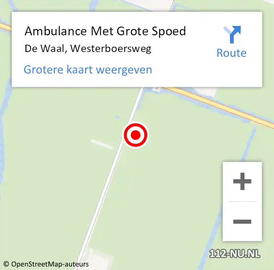 Locatie op kaart van de 112 melding: Ambulance Met Grote Spoed Naar De Waal, Westerboersweg op 19 juni 2021 13:45