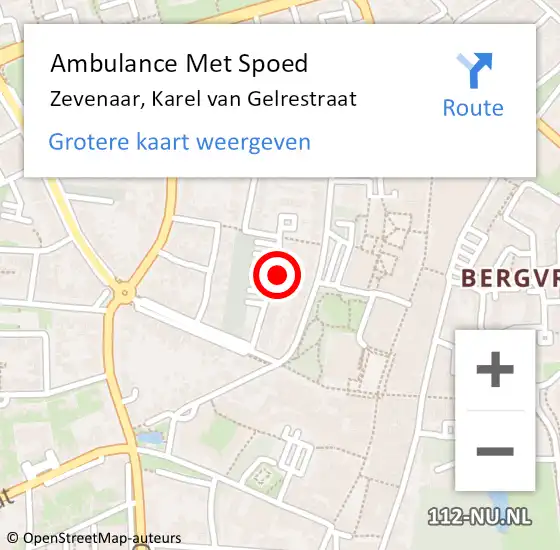 Locatie op kaart van de 112 melding: Ambulance Met Spoed Naar Zevenaar, Karel van Gelrestraat op 19 juni 2021 14:08