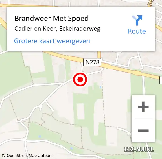 Locatie op kaart van de 112 melding: Brandweer Met Spoed Naar Cadier en Keer, Eckelraderweg op 19 juni 2021 14:21