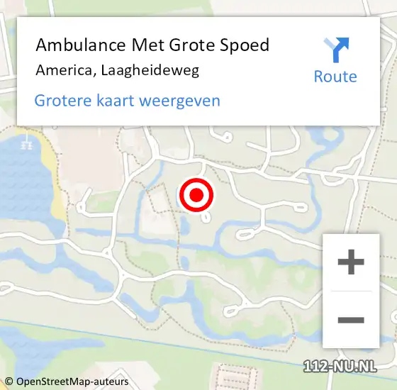 Locatie op kaart van de 112 melding: Ambulance Met Grote Spoed Naar America, Laagheideweg op 19 juni 2021 14:32