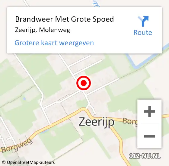 Locatie op kaart van de 112 melding: Brandweer Met Grote Spoed Naar Zeerijp, Molenweg op 13 juni 2014 18:27