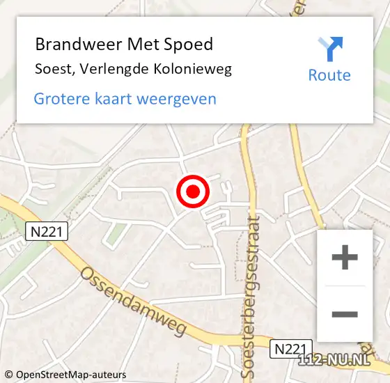 Locatie op kaart van de 112 melding: Brandweer Met Spoed Naar Soest, Verlengde Kolonieweg op 19 juni 2021 14:41