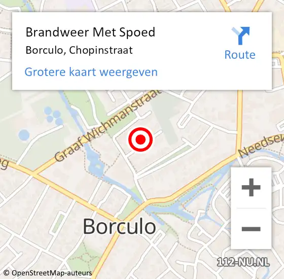 Locatie op kaart van de 112 melding: Brandweer Met Spoed Naar Borculo, Chopinstraat op 19 juni 2021 14:49