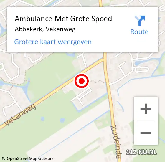 Locatie op kaart van de 112 melding: Ambulance Met Grote Spoed Naar Abbekerk, Vekenweg op 19 juni 2021 15:17