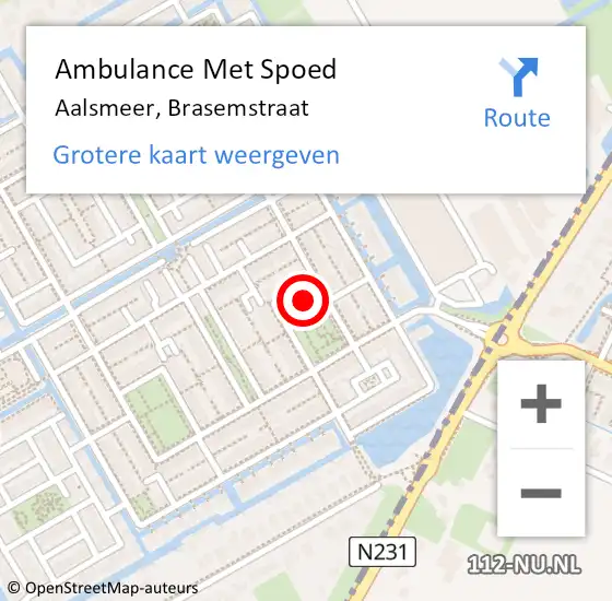 Locatie op kaart van de 112 melding: Ambulance Met Spoed Naar Aalsmeer, Brasemstraat op 19 juni 2021 15:29