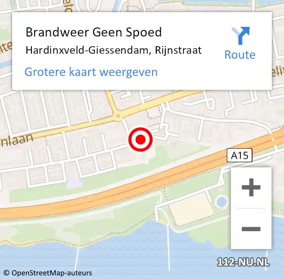 Locatie op kaart van de 112 melding: Brandweer Geen Spoed Naar Hardinxveld-Giessendam, Rijnstraat op 19 juni 2021 15:45