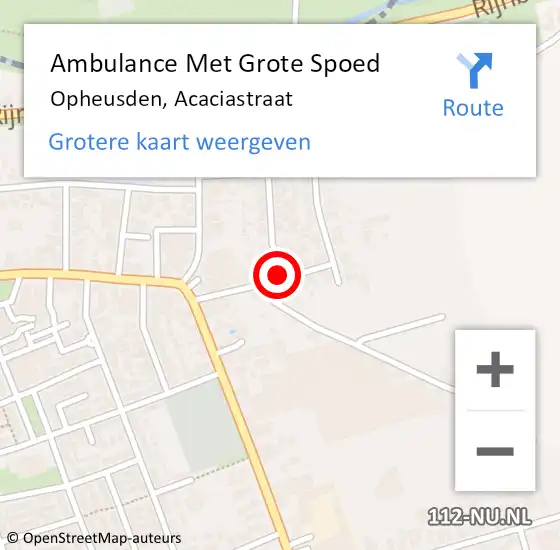 Locatie op kaart van de 112 melding: Ambulance Met Grote Spoed Naar Opheusden, Acaciastraat op 19 juni 2021 15:57