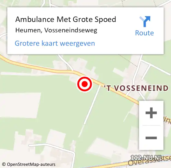 Locatie op kaart van de 112 melding: Ambulance Met Grote Spoed Naar Heumen, Vosseneindseweg op 19 juni 2021 16:02