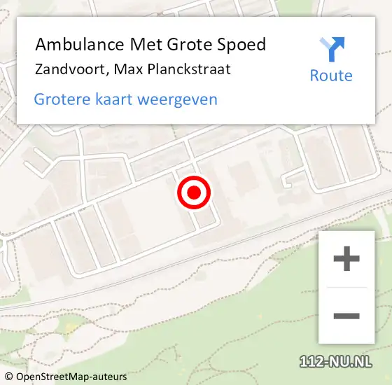 Locatie op kaart van de 112 melding: Ambulance Met Grote Spoed Naar Zandvoort, Max Planckstraat op 19 juni 2021 16:07