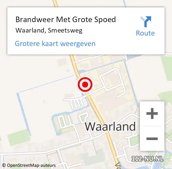 Locatie op kaart van de 112 melding: Brandweer Met Grote Spoed Naar Waarland, Smeetsweg op 19 juni 2021 16:22