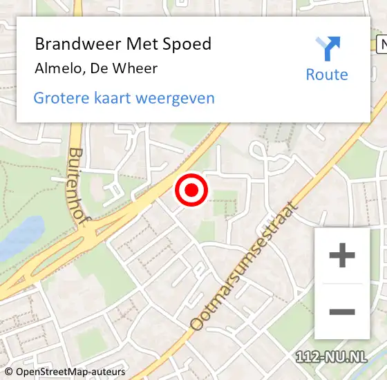 Locatie op kaart van de 112 melding: Brandweer Met Spoed Naar Almelo, De Wheer op 19 juni 2021 16:36