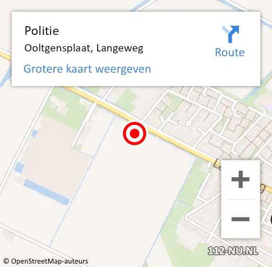 Locatie op kaart van de 112 melding: Politie Ooltgensplaat, Langeweg op 19 juni 2021 16:38