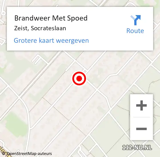 Locatie op kaart van de 112 melding: Brandweer Met Spoed Naar Zeist, Socrateslaan op 19 juni 2021 16:49