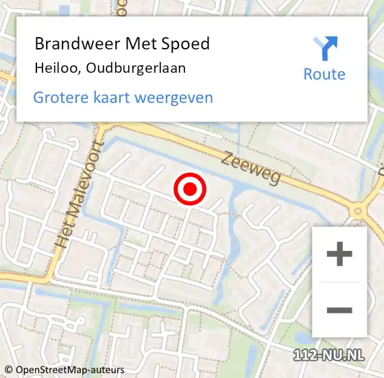 Locatie op kaart van de 112 melding: Brandweer Met Spoed Naar Heiloo, Oudburgerlaan op 19 juni 2021 16:51