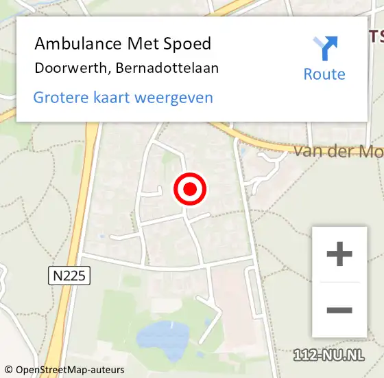 Locatie op kaart van de 112 melding: Ambulance Met Spoed Naar Doorwerth, Bernadottelaan op 19 juni 2021 16:52