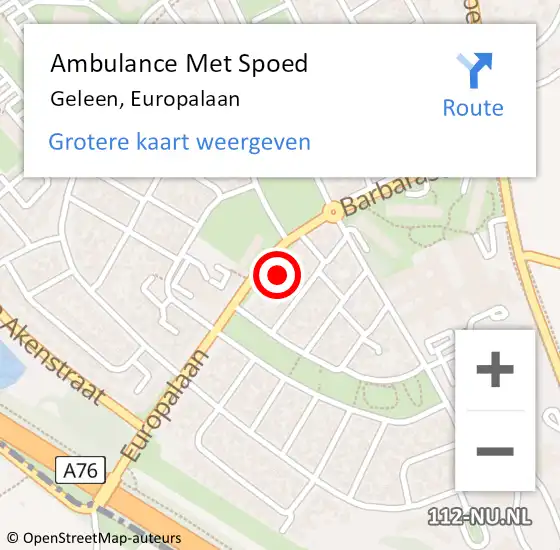 Locatie op kaart van de 112 melding: Ambulance Met Spoed Naar Geleen, Europalaan op 13 juni 2014 18:43