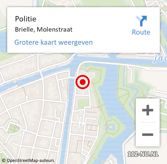 Locatie op kaart van de 112 melding: Politie Brielle, Molenstraat op 19 juni 2021 17:01