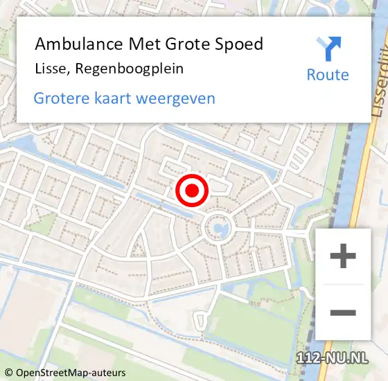 Locatie op kaart van de 112 melding: Ambulance Met Grote Spoed Naar Lisse, Regenboogplein op 19 juni 2021 17:04