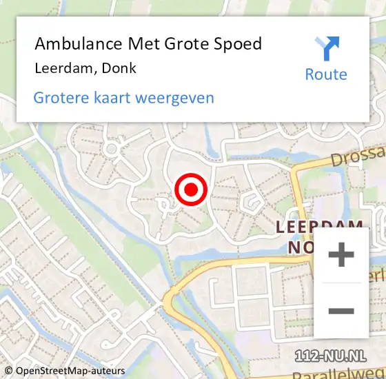 Locatie op kaart van de 112 melding: Ambulance Met Grote Spoed Naar Leerdam, Donk op 19 juni 2021 17:13