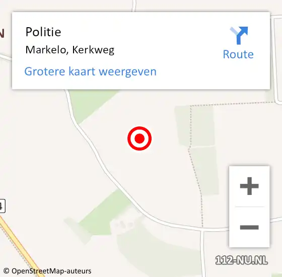 Locatie op kaart van de 112 melding: Politie Markelo, Kerkweg op 19 juni 2021 17:35